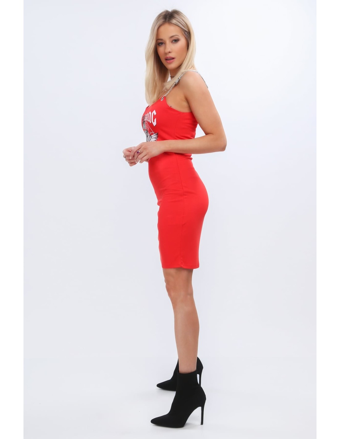 Rotes Kleid mit taillierter Applikation MP62114 – Online-Shop – Boutique